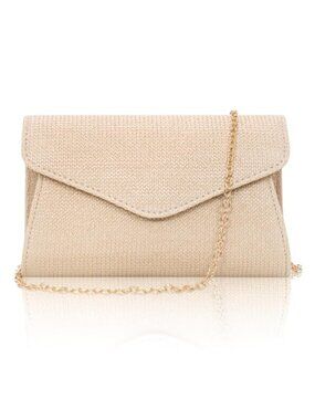 Woven Straw Clutch Envelope Handbag Chain Strap Evening Bag Wedding Prom